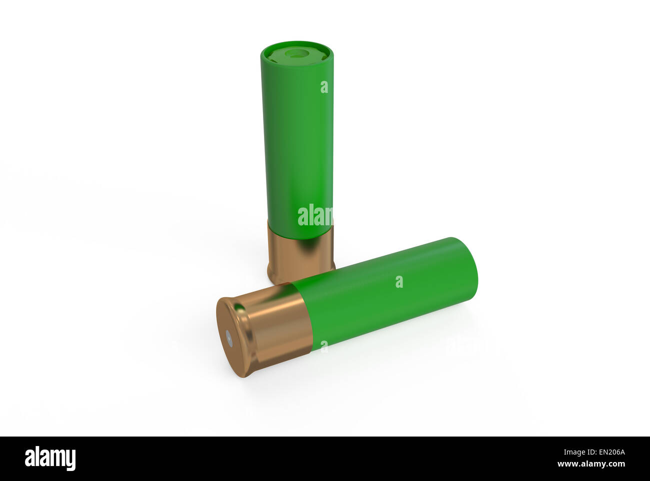 shotgun shells, green isolated on white background Stock Photo Alamy