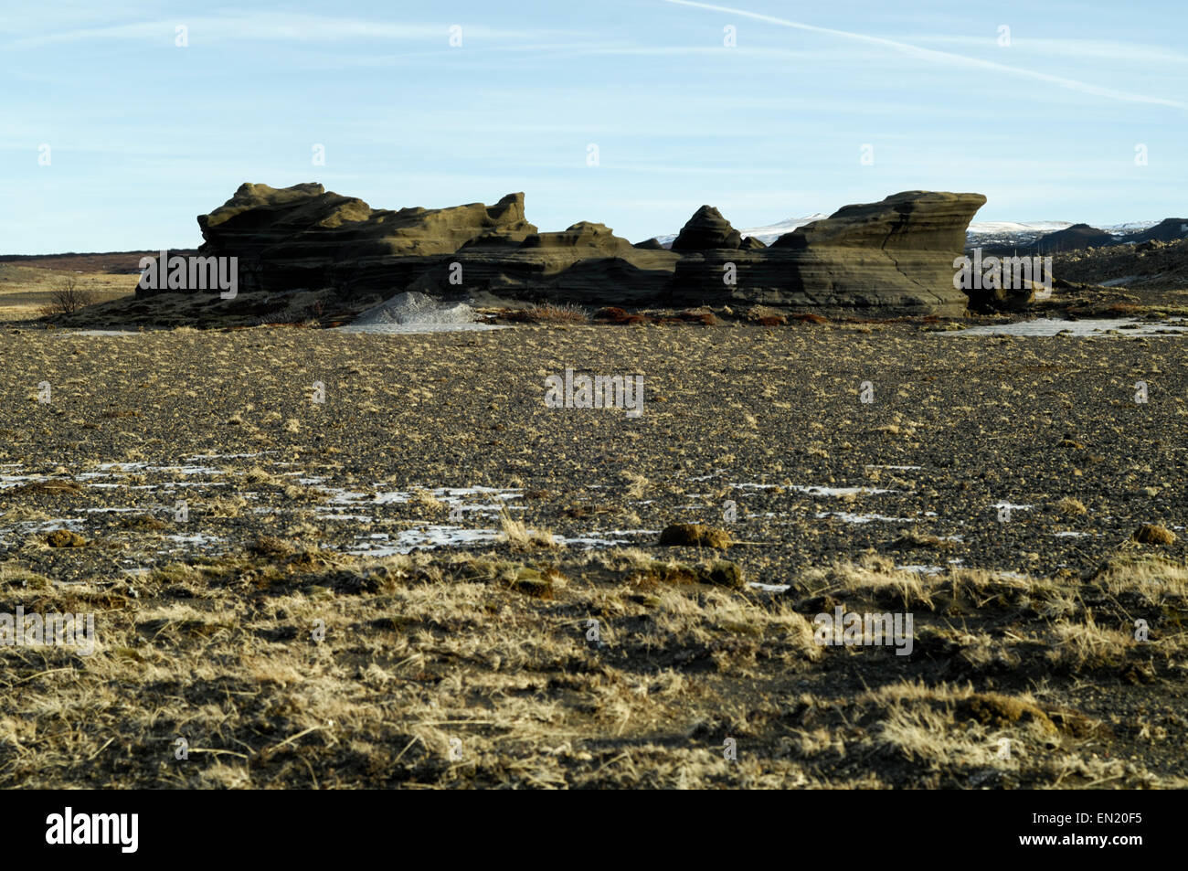 Rock formation near Mount Hekla volcano Stock Photo
