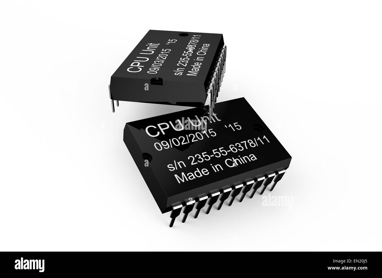 Computer black microchips isolated on white background Stock Photo Alamy