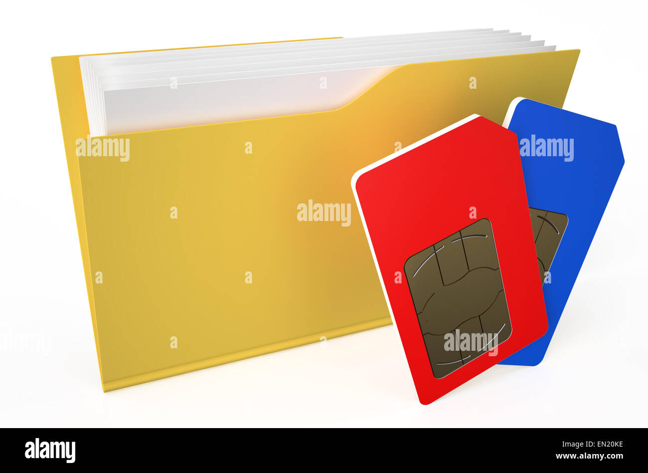 folder-icon with SIM card  isolated on white background Stock Photo