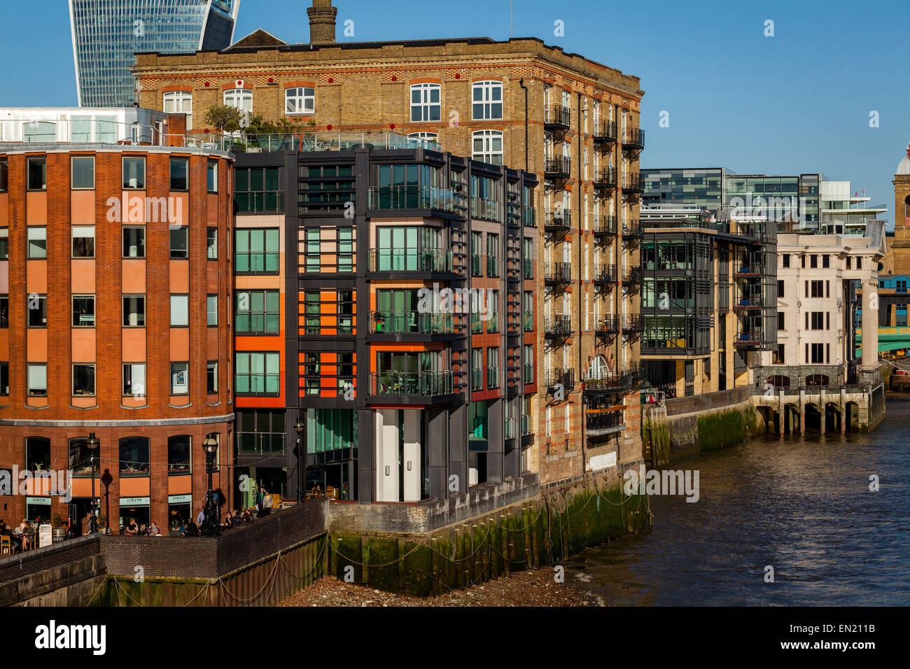 Riverside Properties and The City of London Skyline, London, England Stock Photo