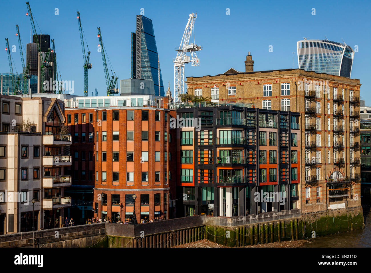 Riverside Properties and The City of London Skyline, London, England
