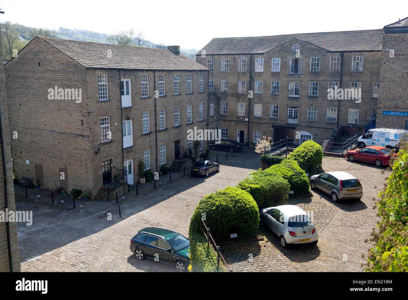 Apartment complex in Carlton Mill, Sowerby Bridge, West Yorkshire Stock Photo