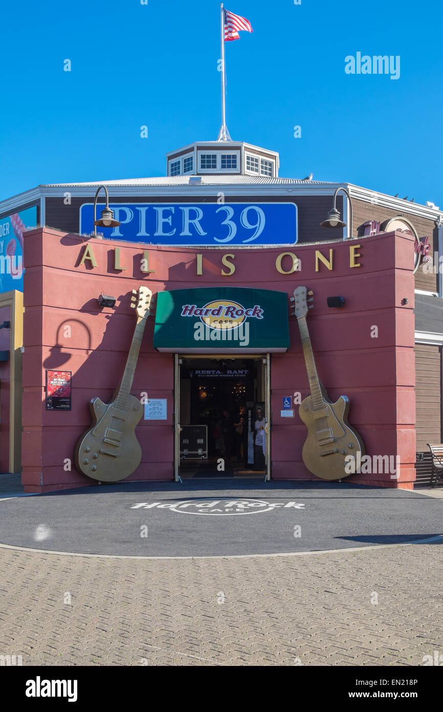 Entrance to Hard Rock Cafe on Pier 39 San Francisco Stock Photo