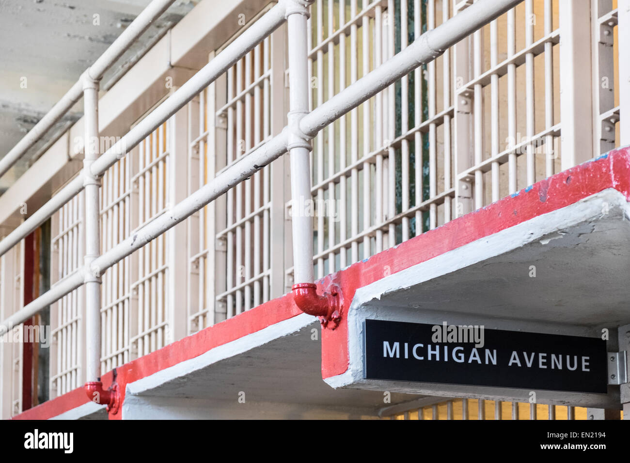 Michigan avenue Alcatraz penitentiary prison cells Stock Photo