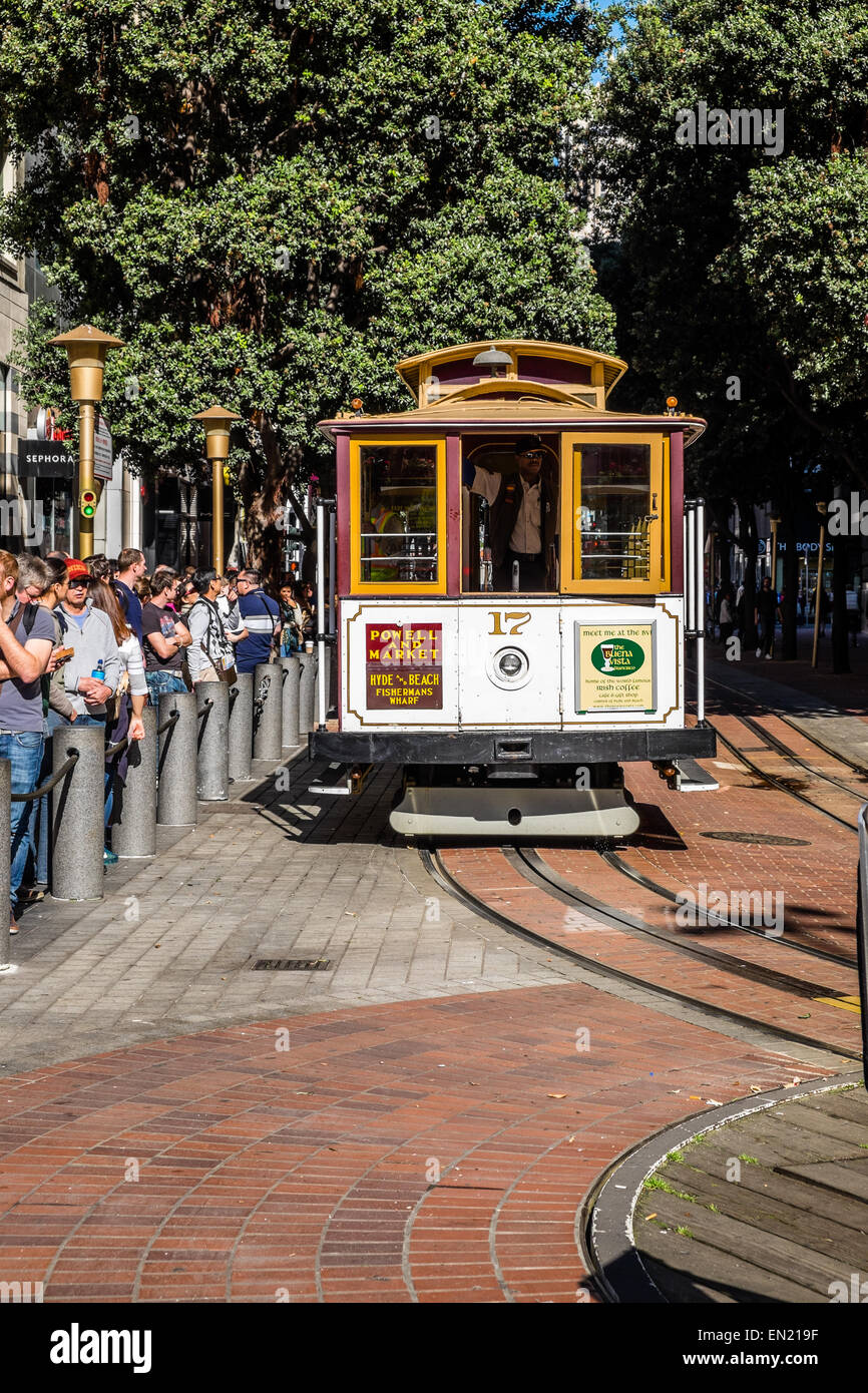 San Francisco Cable Car 17 at Powell Street Stock Photo