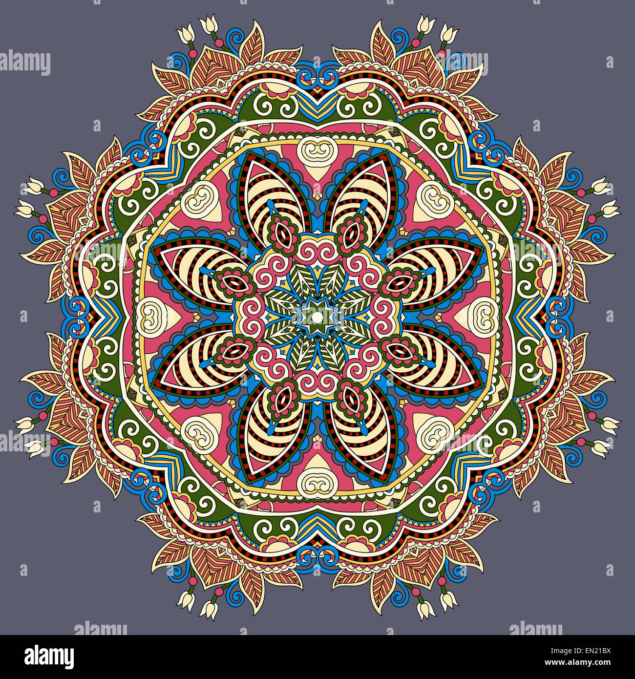 mandala, circle decorative spiritual indian symbol of lotus flow Stock