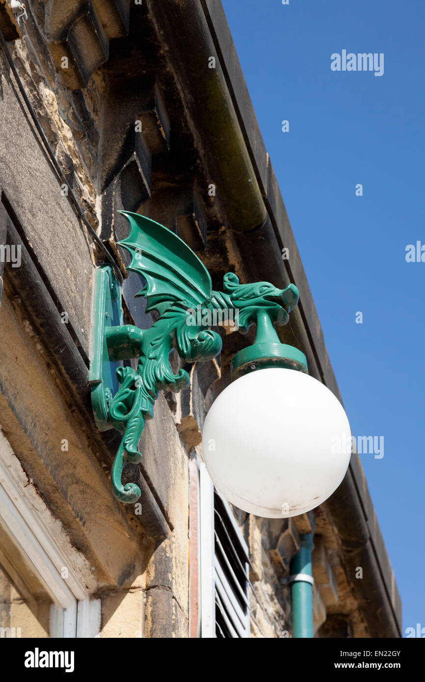 Light fitting in the shape of a dragon at the Jubilee Refreshment Rooms, Sowerby Bridge, West Yorkshire Stock Photo