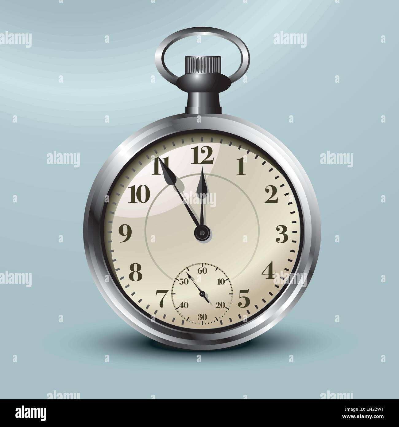 Pocket watch showing five minutes to midnight. Vector illustration ...