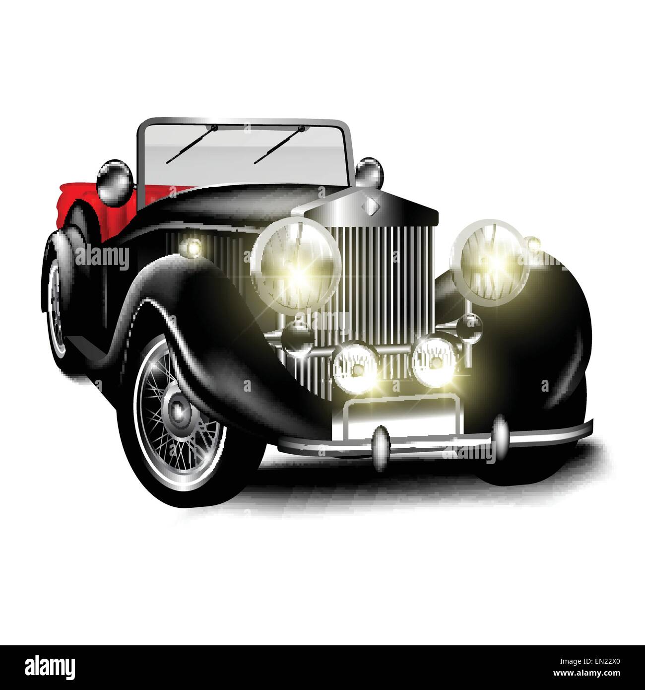 Black retro car isolated on white background. Vector illustration Stock ...