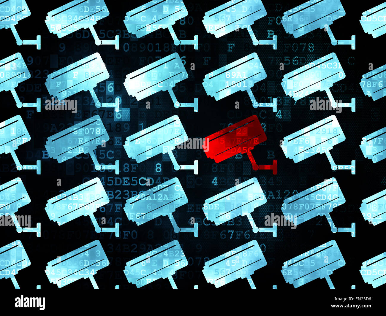 Privacy concept: cctv camera icon on Digital background Stock Photo - Alamy