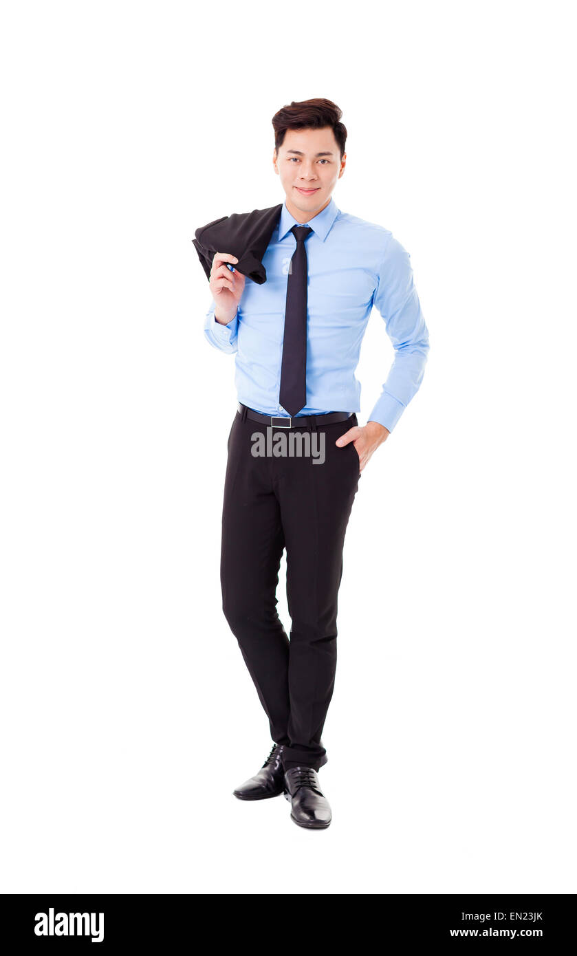 young businessman standing and isolated on white Stock Photo - Alamy