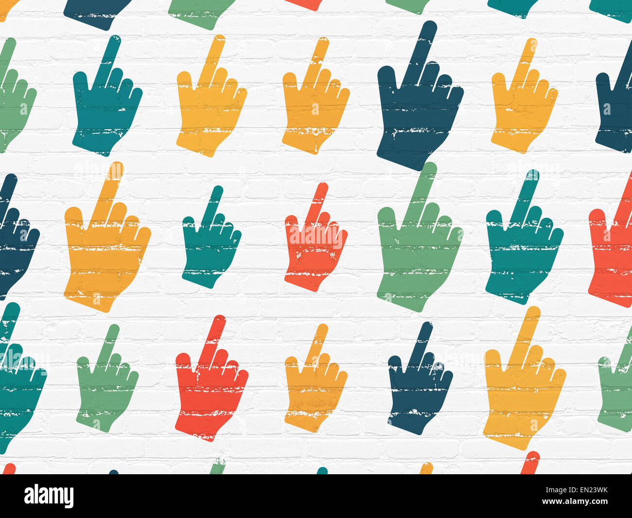 Web development concept: Mouse Cursor icons on wall background Stock ...