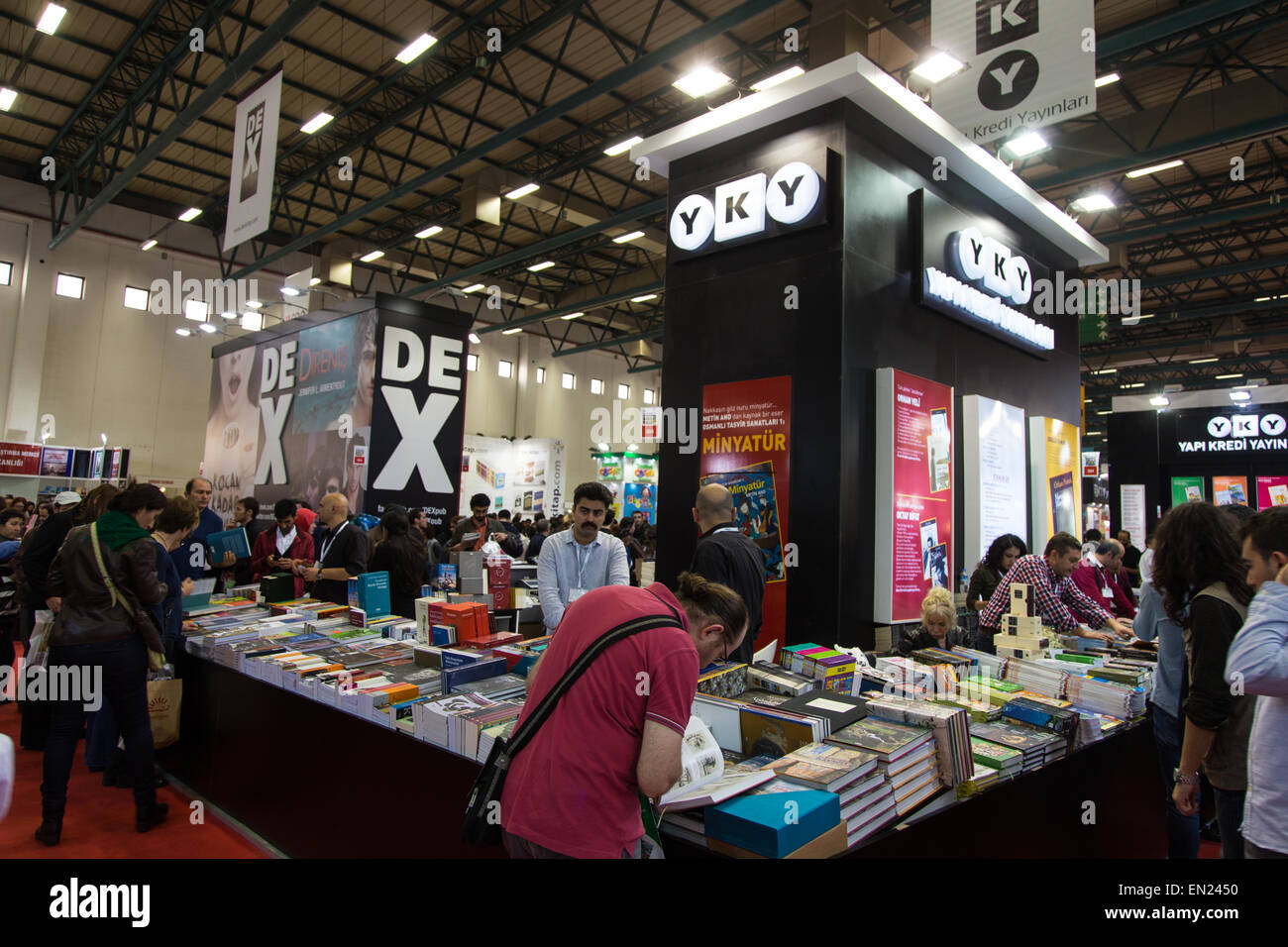 ISTANBUL, TURKEY - NOVEMBER 09, 2014: People in Istanbul Book Fair. 33rd International Istanbul Book Fair held in Tuyap Fair and Stock Photo
