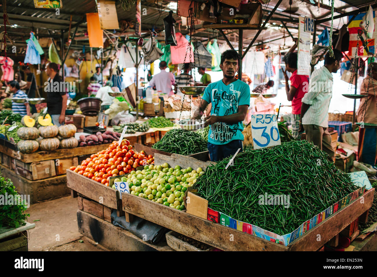 Fruit and vegetable traders at Kandy Municipal Market in Kandy, Sri
