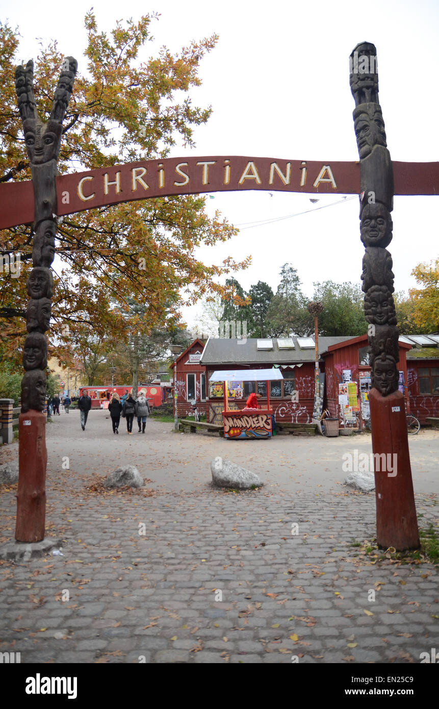 Christiania Christianshavn Copenhagen Denmark Drug Free State Entrance Stock Photo