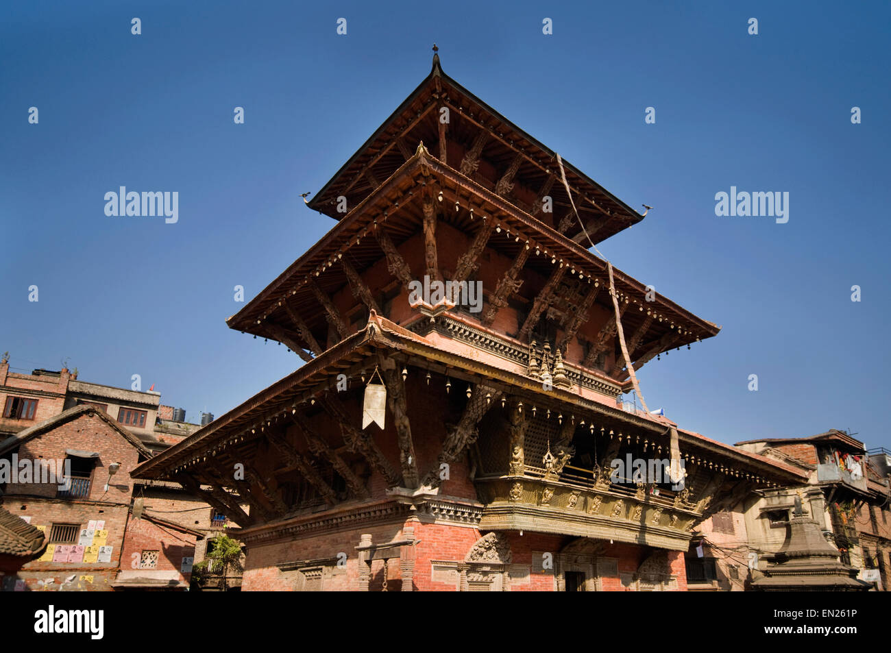 NEPAL, Kathmandu, Patan, Durbar Square, Bhimsen Hindu Temple (rebuilt 1682) Stock Photo