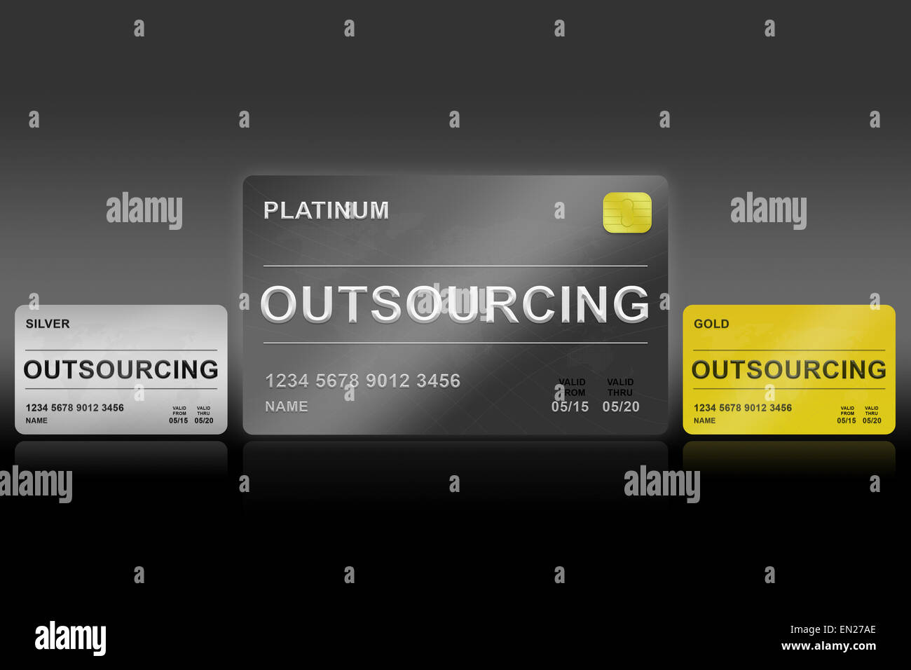 outsourcing platinum card on black background Stock Photo