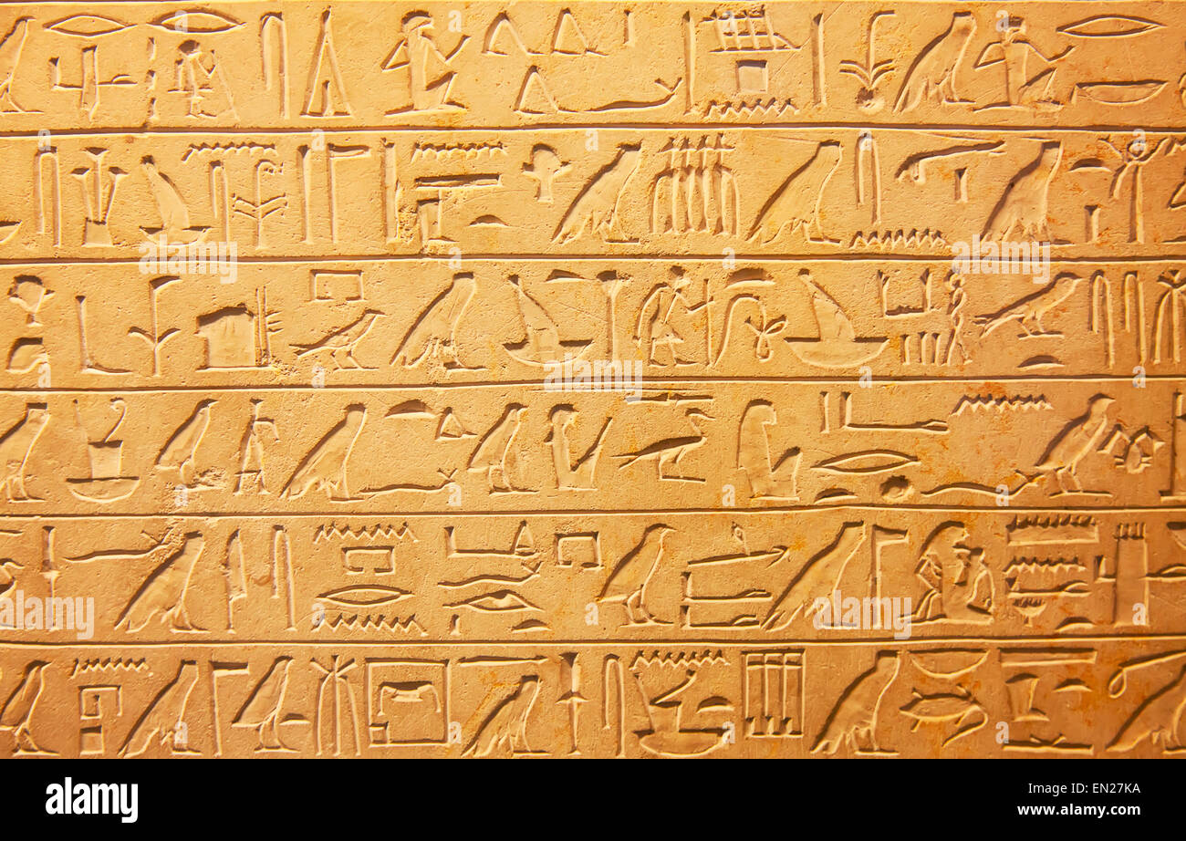 Egyptian hieroglyphs on the wall Stock Photo Alamy