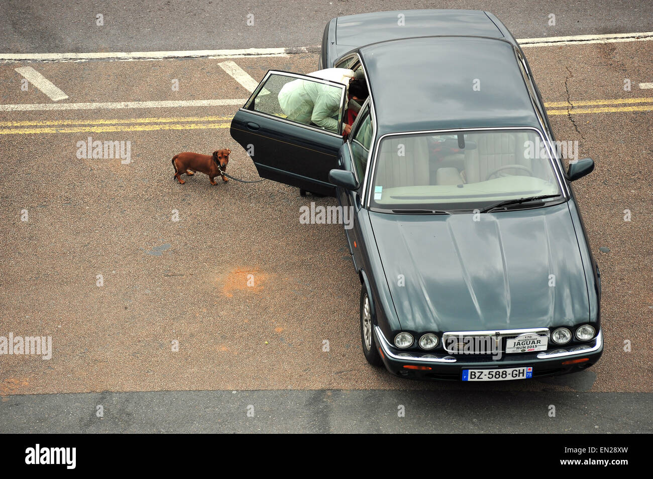 Naomi Campbell With dog and louis vuitton designer luggage at The  Dorchester Hotel London set of 6 Stock Photo - Alamy