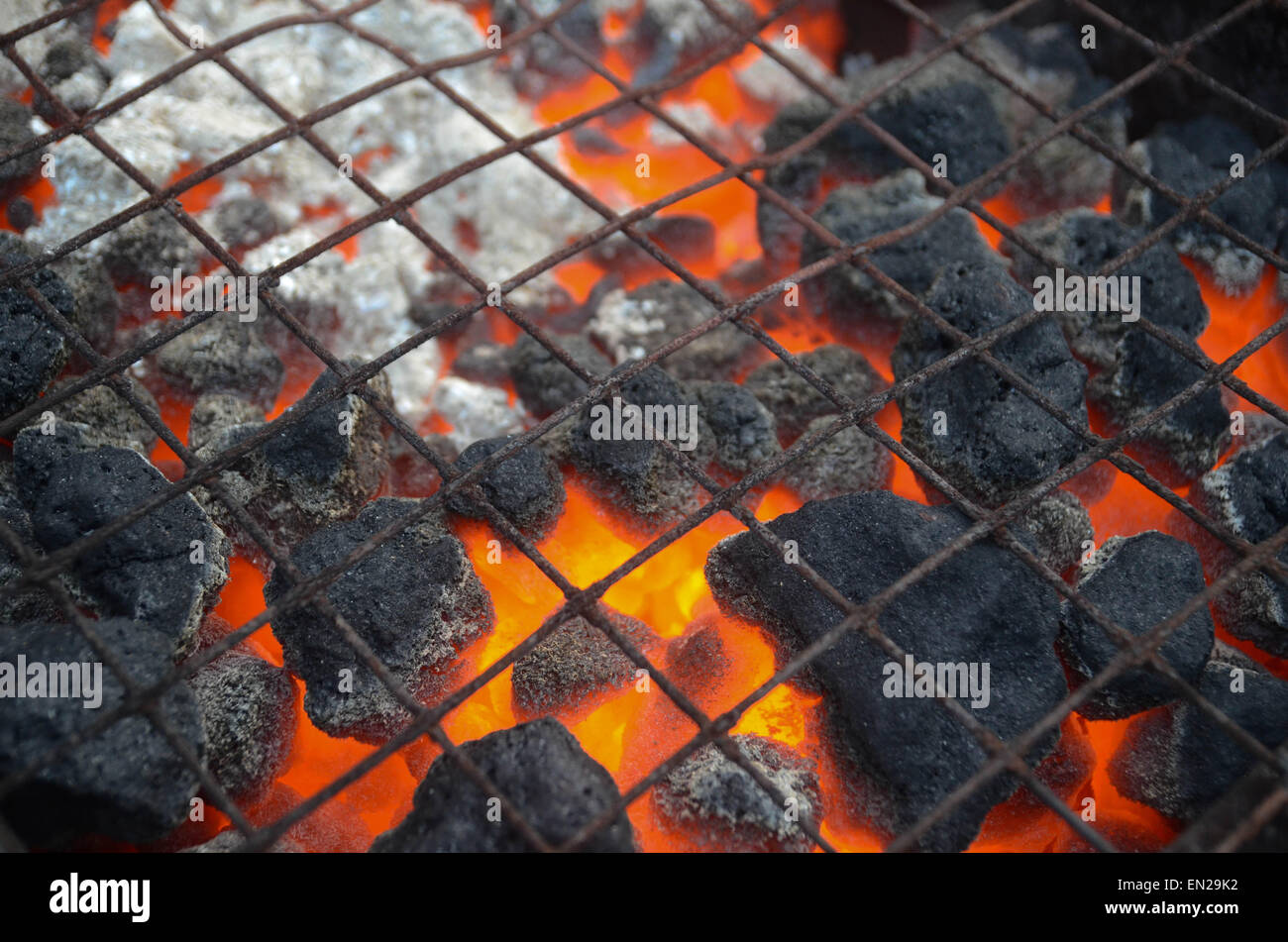 Charcoal Warm Heat Barbeque Amber Flame Burn Hot Stock Photo