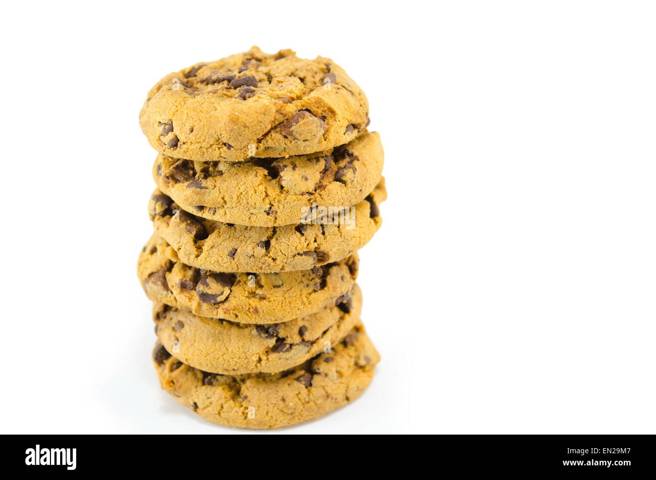Stacked chocolate chip cookies isolated Stock Photo
