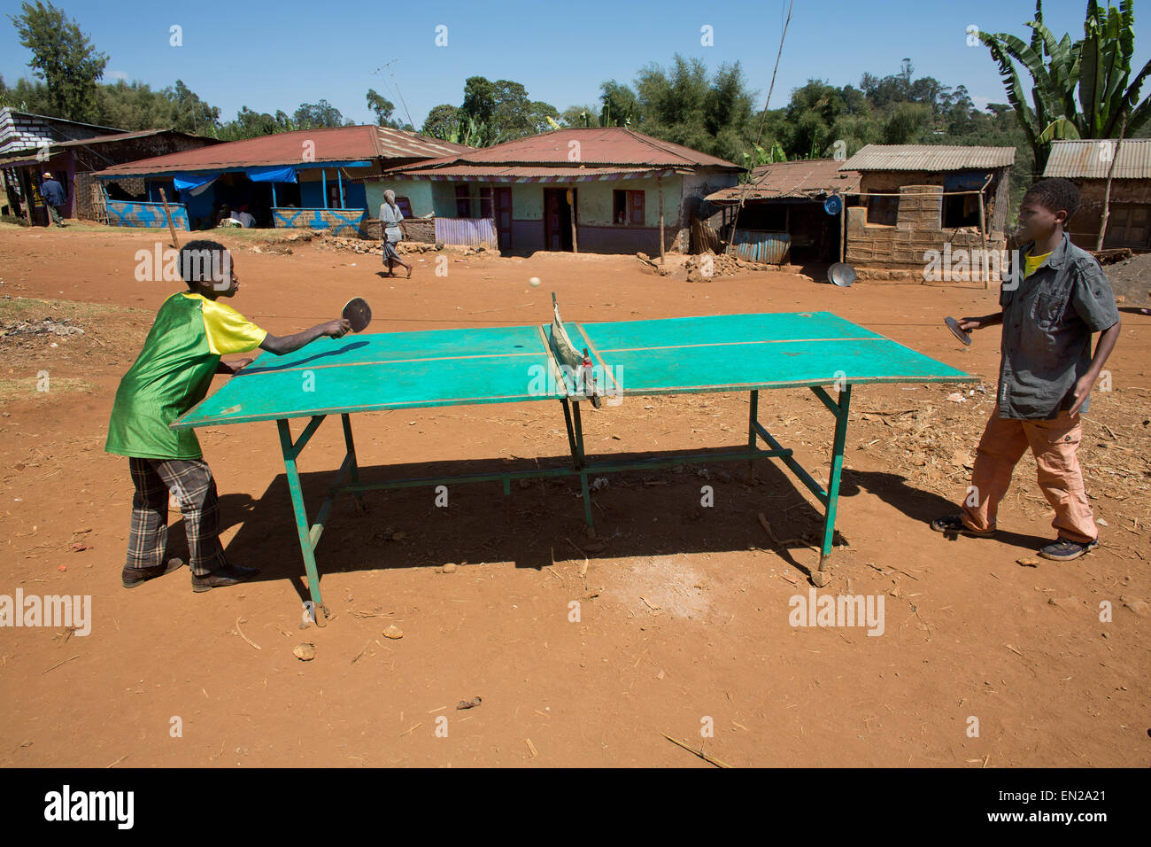 Kids playing table tennis in Ethiopia Stock Photo Alamy