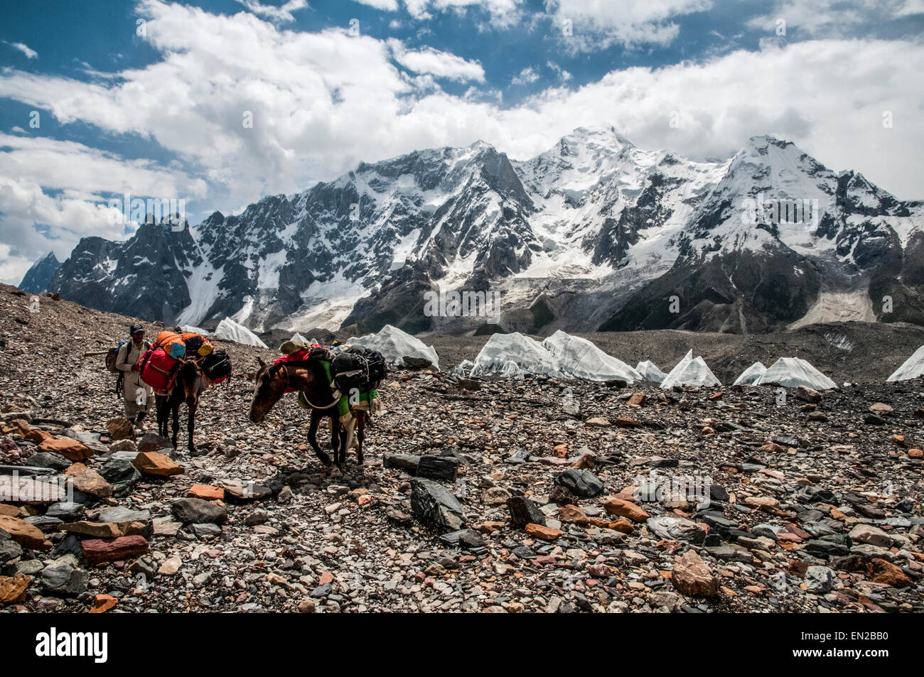 Trekking in the Karakoram Mountains Stock Photo