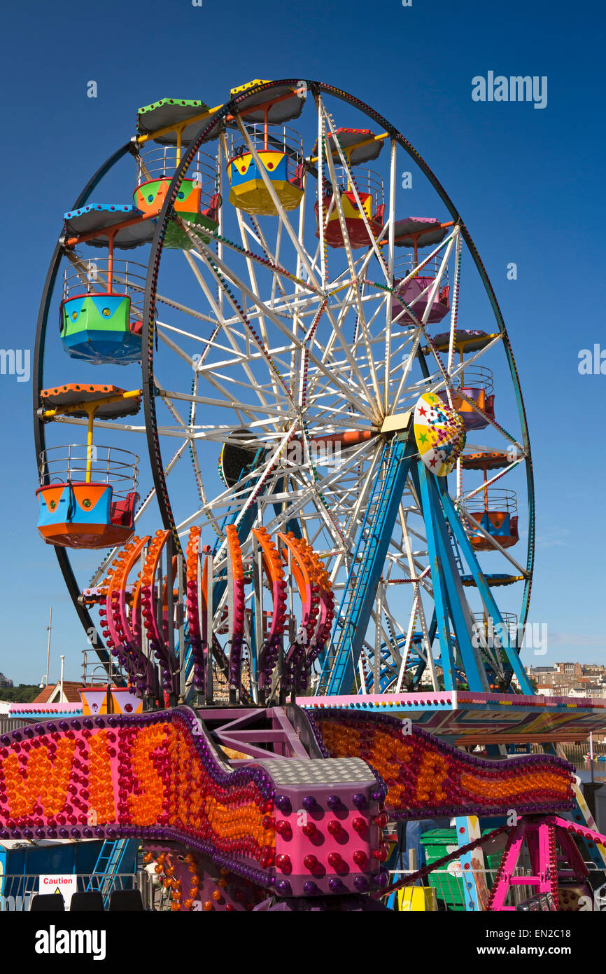 UK, England, Yorkshire, Scarborough, East Pier, Luna Park fun fair attractions, big wheel Stock Photo