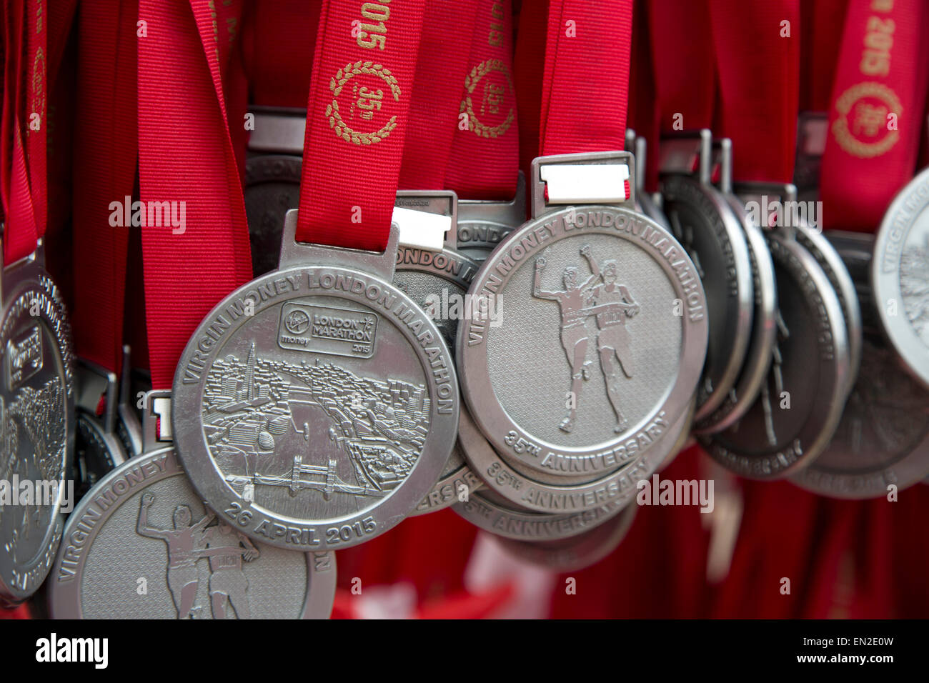 London Marathon Medals 2015 the mall winner Stock Photo