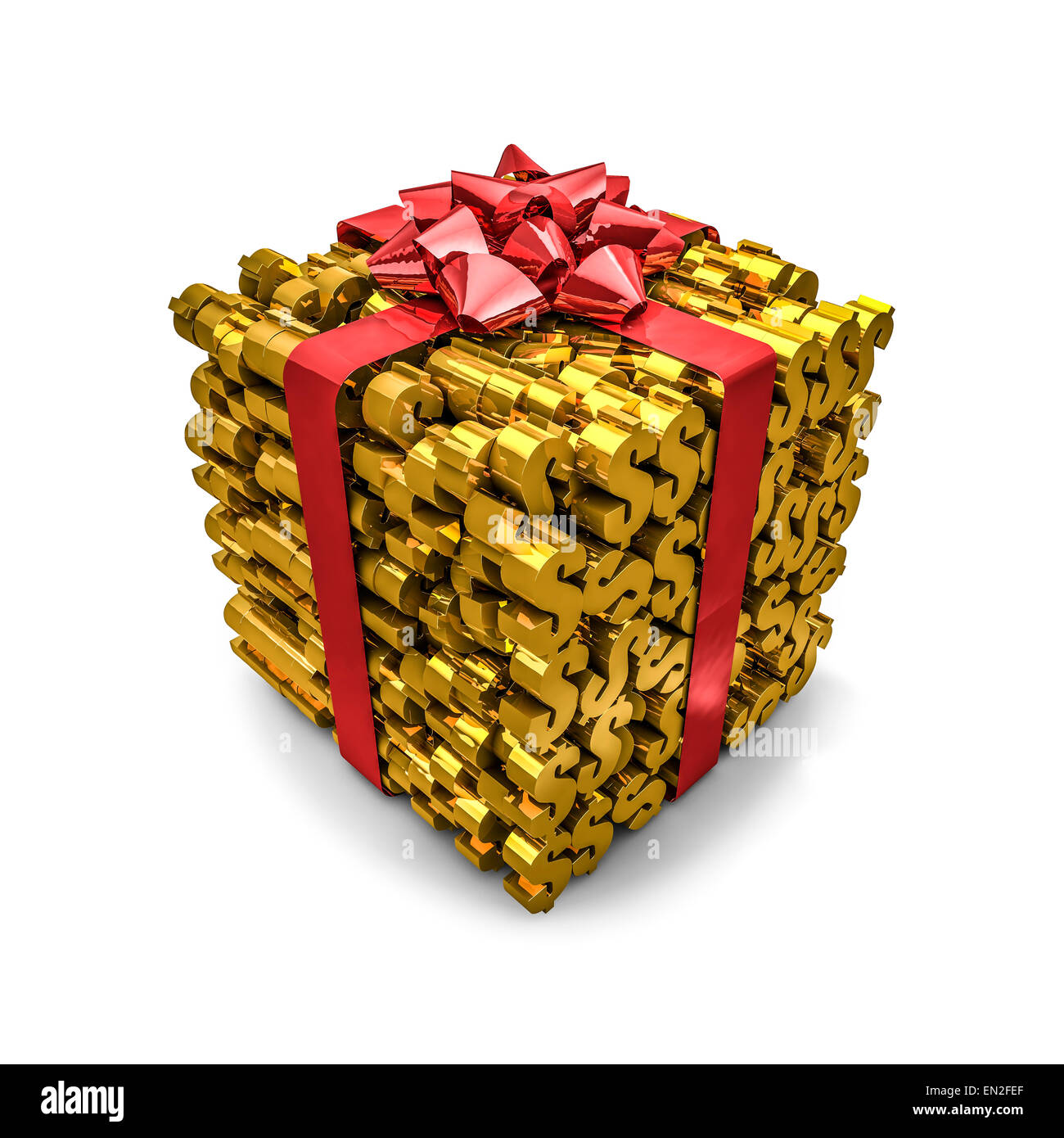 3D render of gift wrapped dollar symbols Stock Photo