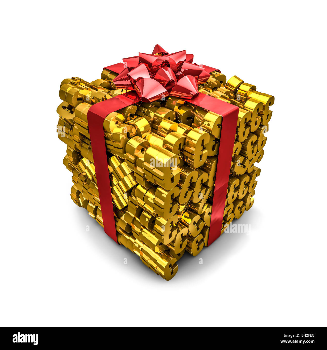 3D render of gift wrapped euro symbols Stock Photo