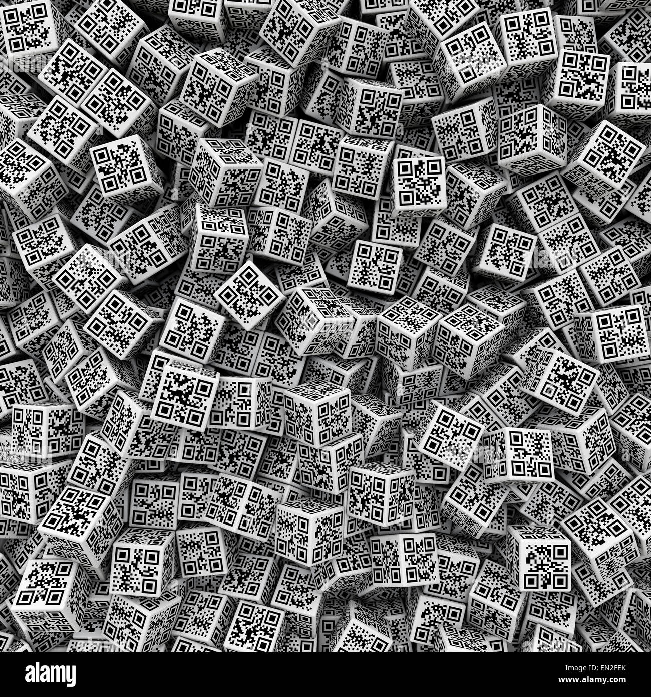 3D render of dice with qr codes for numbers 1 through 6 on sides Stock ...
