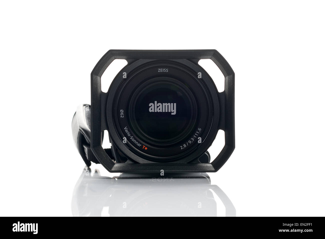 NOVI SAD, SERBIA - APRIL 25, 2015: Sony FDR AX100 4k Handycam Camcorder (announced in 2014.) captures Ultra High Definition Foot Stock Photo