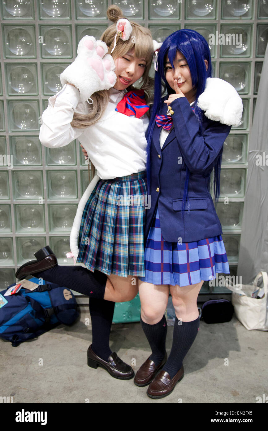 Cosplayers pose for the picture during the Niconico Douga fan event at ...