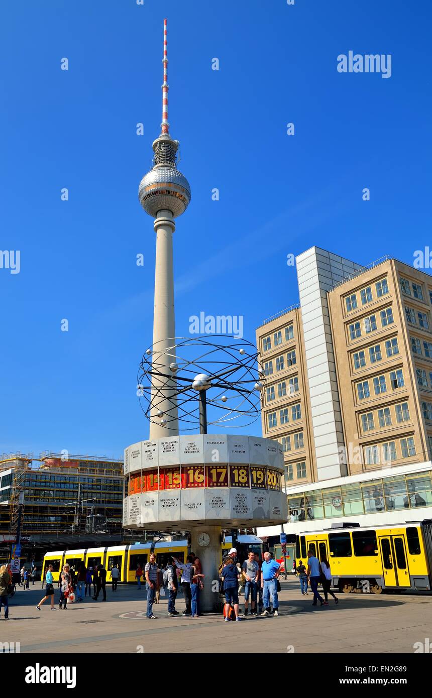 World time clock at alexander square hires stock photography and