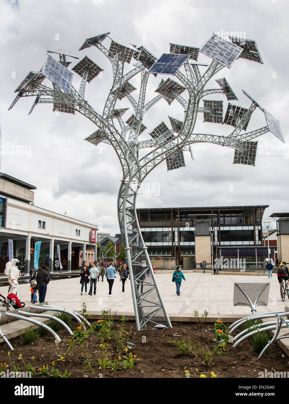 Solar panel tree in Bristol's Millennium Square installed during Stock ...
