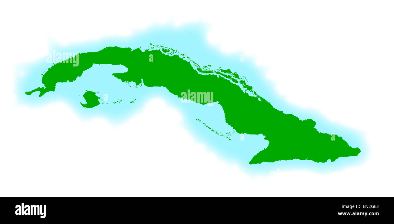 Outline blank map of the South American country of Cuba Stock Photo