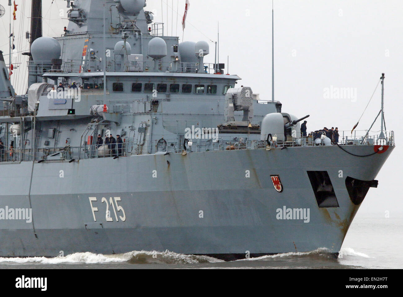 Wilhelmshaven, Germany. 26th Apr, 2015. The frigate F215 "Brandenburg ...