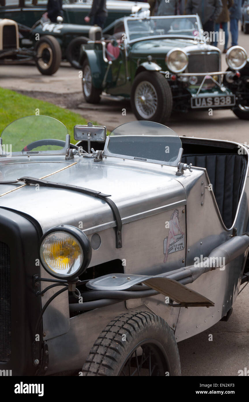 Vintage cars at the 5th Sunday Brunch Scramble in Bicester Heritage, Oxfordshire, England Stock Photo