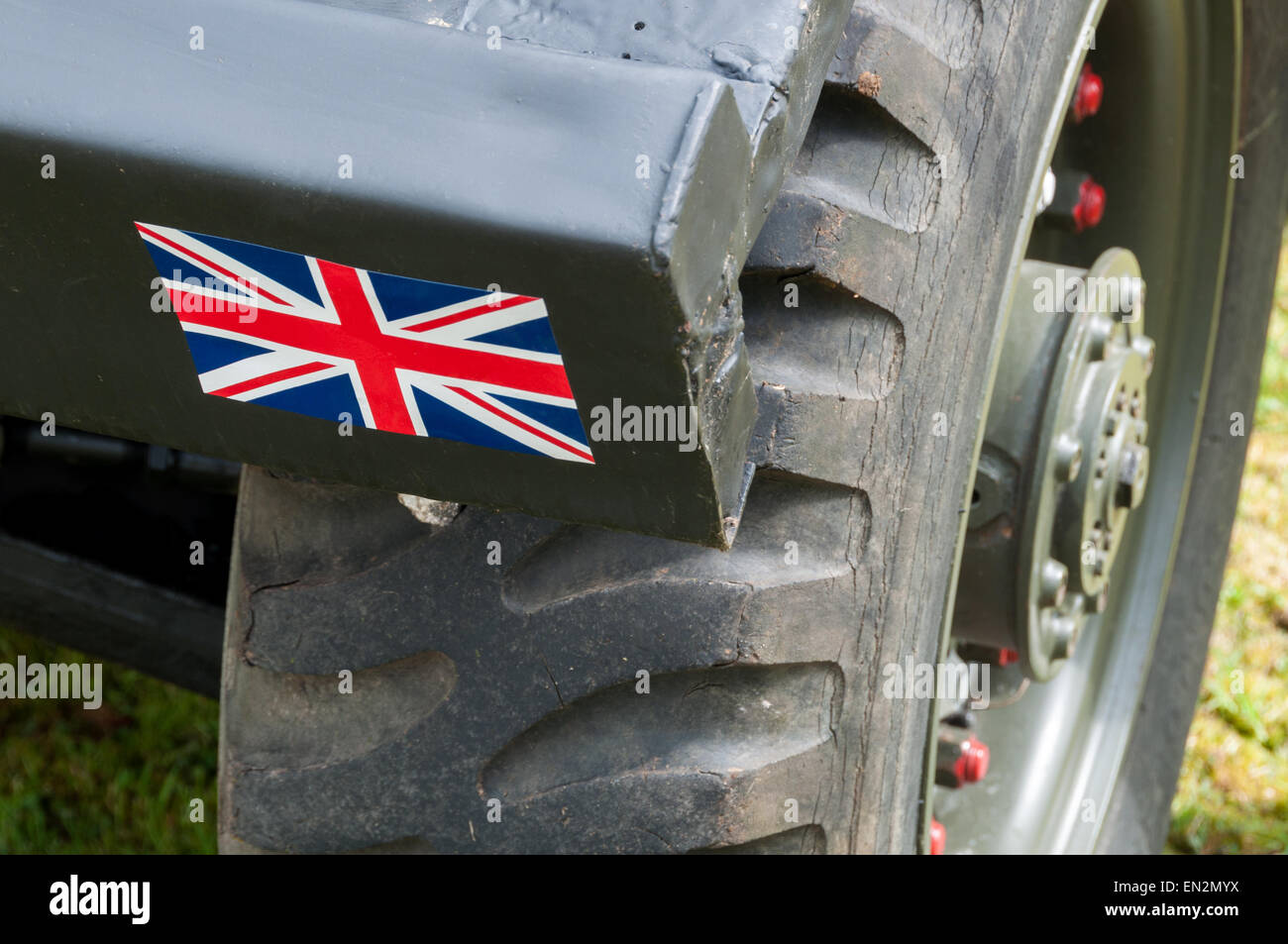 Union flag detail at the 5th Sunday Brunch Scramble in Bicester Heritage, Oxfordshire, England Stock Photo
