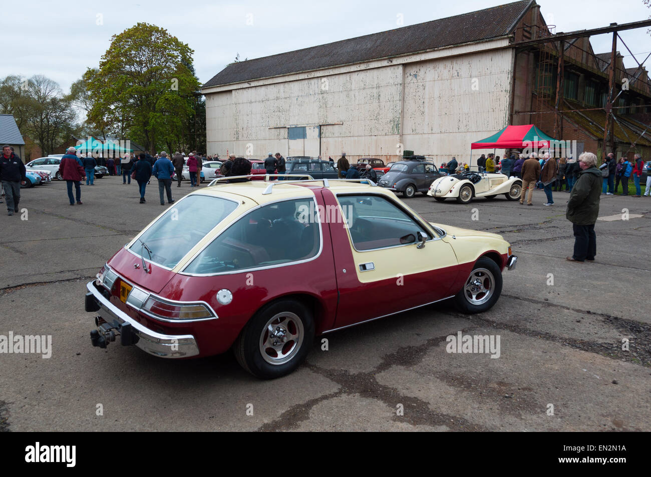 Vintage cars at the 5th Sunday Brunch Scramble in Bicester Heritage, Oxfordshire, England Stock Photo