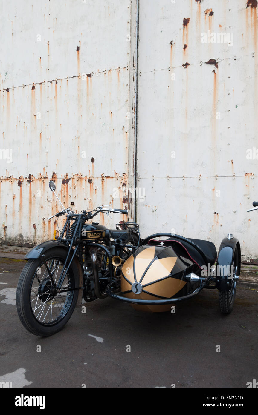 Vintage motorbike at the 5th Sunday Brunch Scramble in Bicester Heritage, Oxfordshire, England Stock Photo