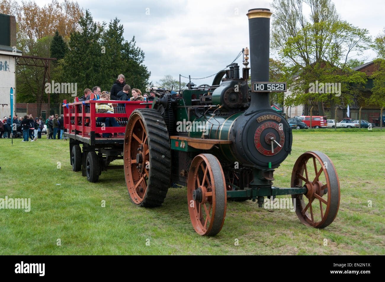 Vintage steam tractor at the 5th Sunday Brunch Scramble in Bicester Heritage, Oxfordshire, England Stock Photo