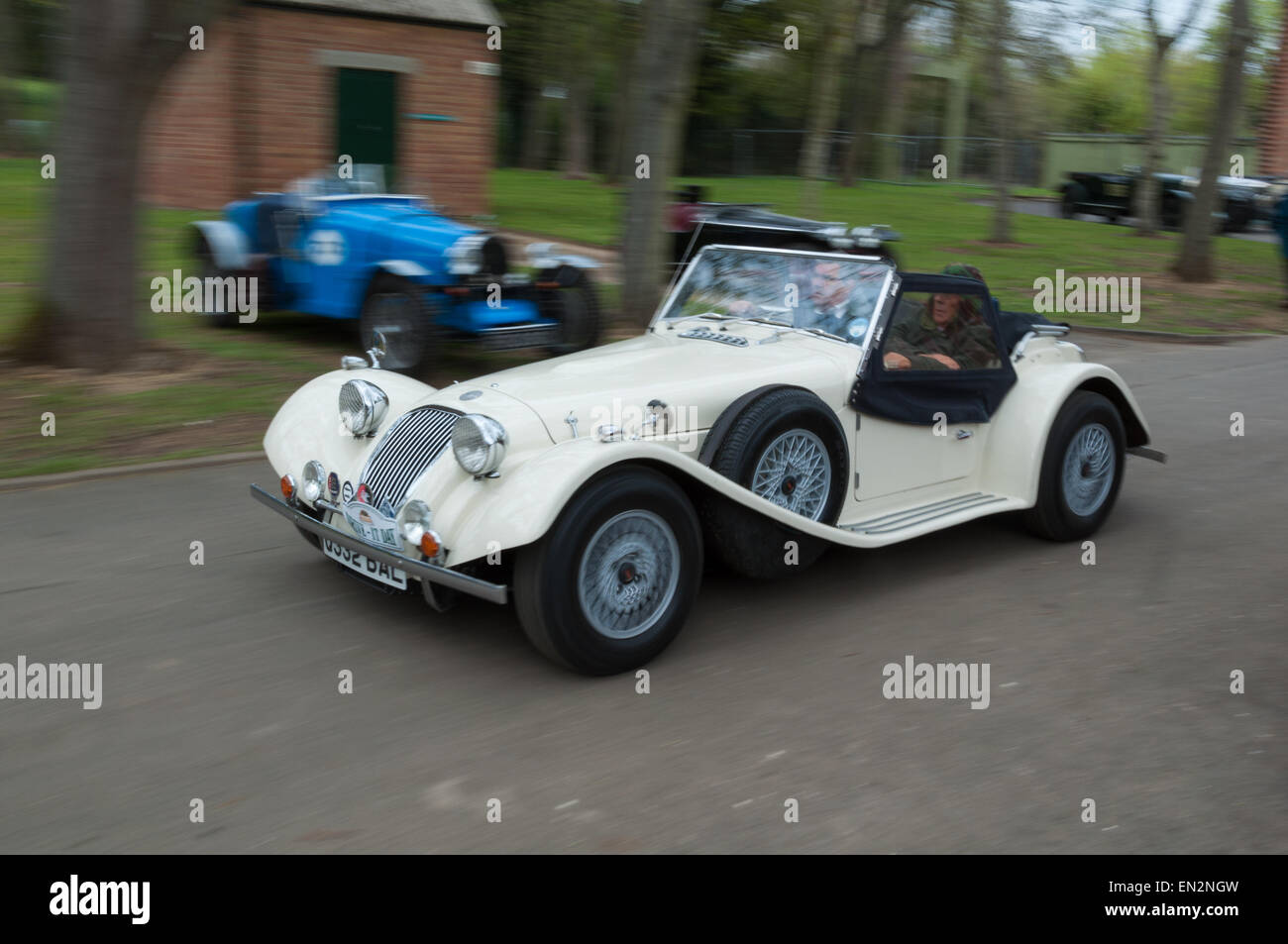 Vintage cars at the 5th Sunday Brunch Scramble in Bicester Heritage, Oxfordshire, England Stock Photo