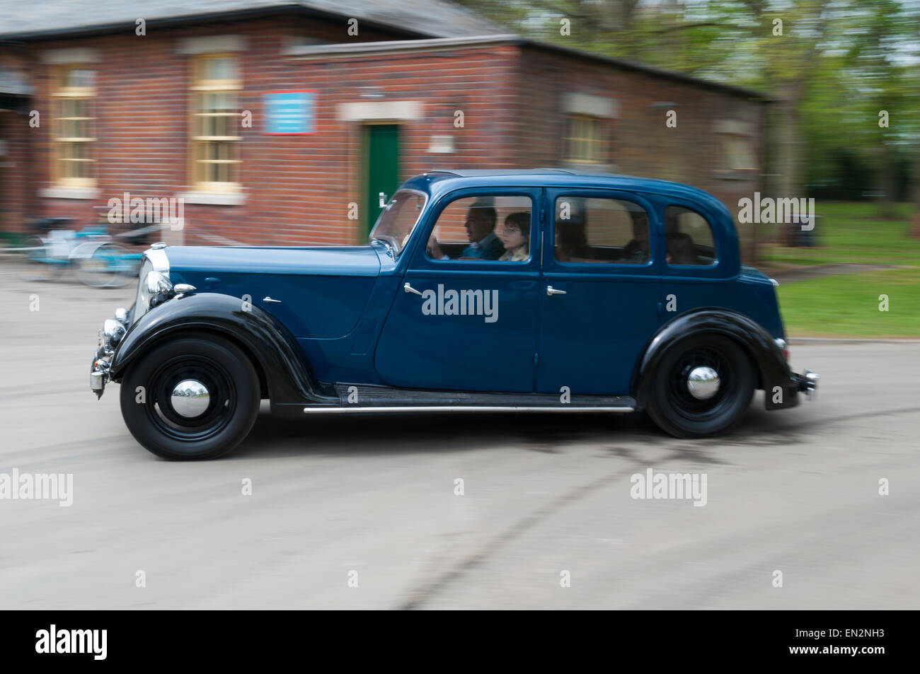 Vintage cars at the 5th Sunday Brunch Scramble in Bicester Heritage, Oxfordshire, England Stock Photo