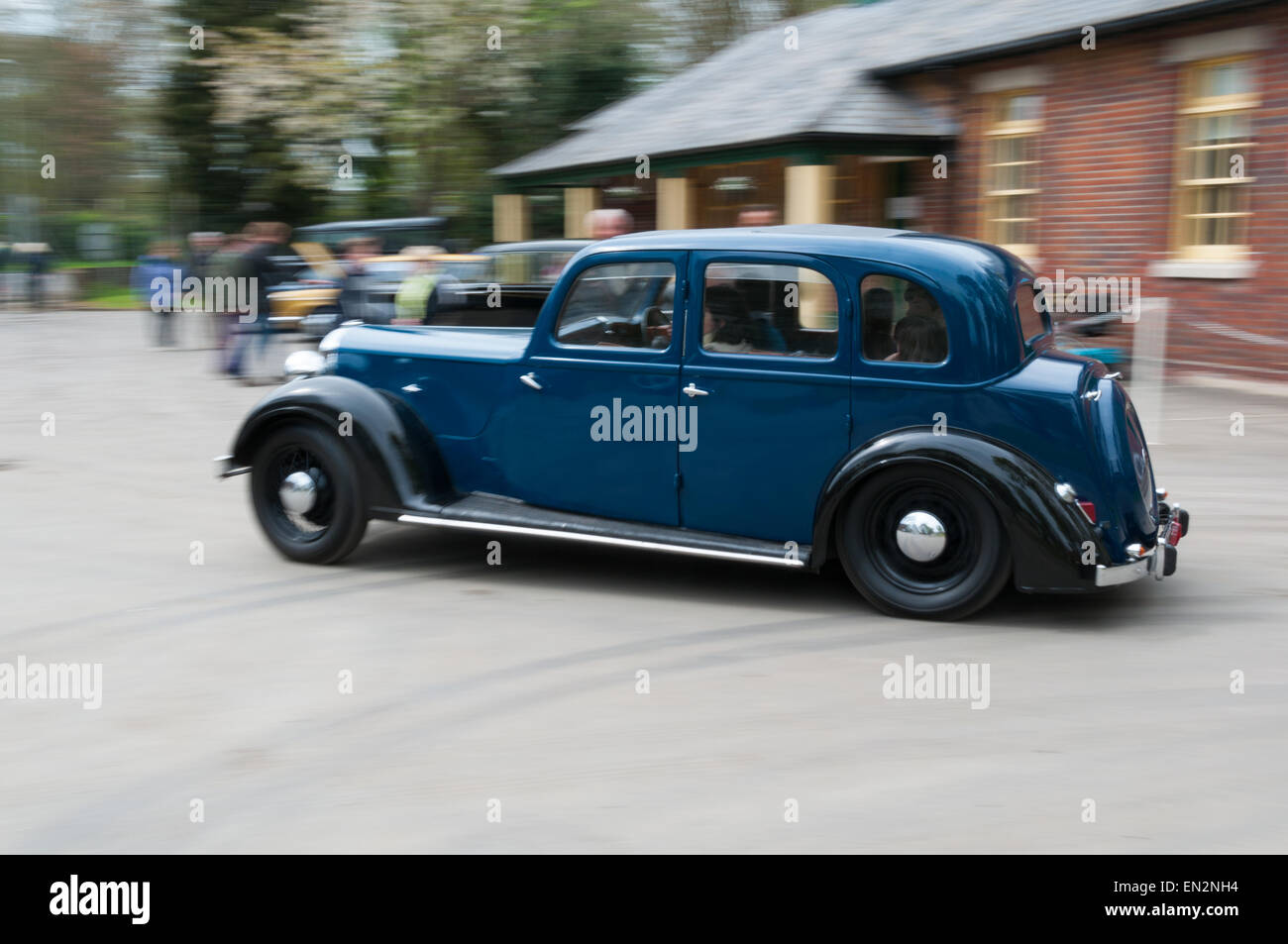 Vintage cars at the 5th Sunday Brunch Scramble in Bicester Heritage, Oxfordshire, England Stock Photo