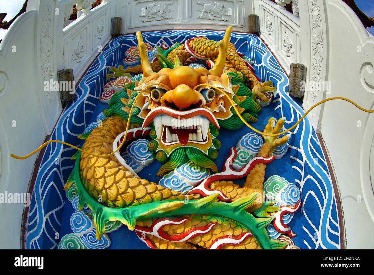 Dragon face decoration at the Thean Hou Chinese Temple, Kuala Lumpur, Malaysia Stock Photo