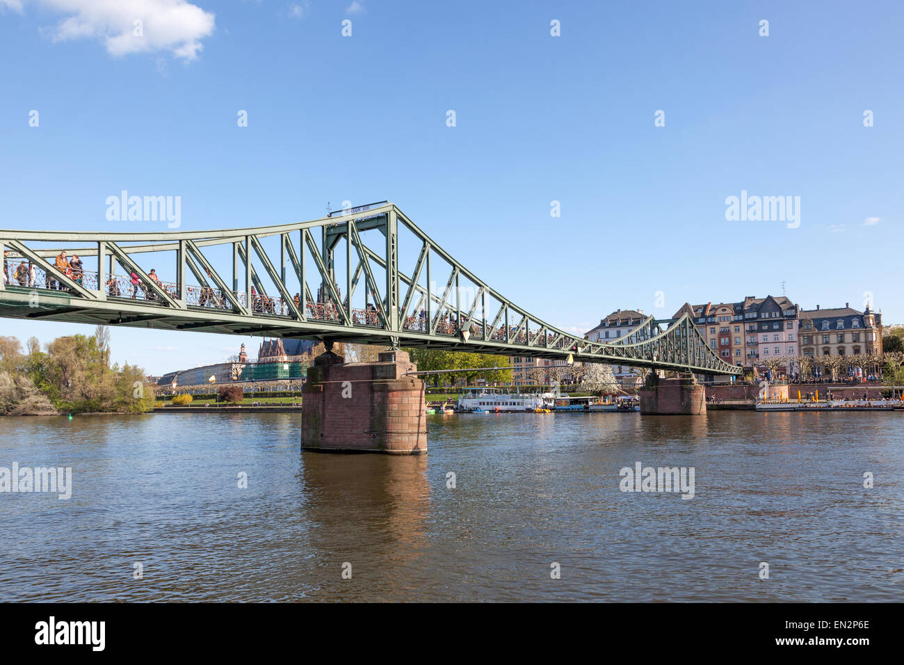 The Eiserne Steg - old iron bridge over the river Main in Frankfurt Main, Germany Stock Photo