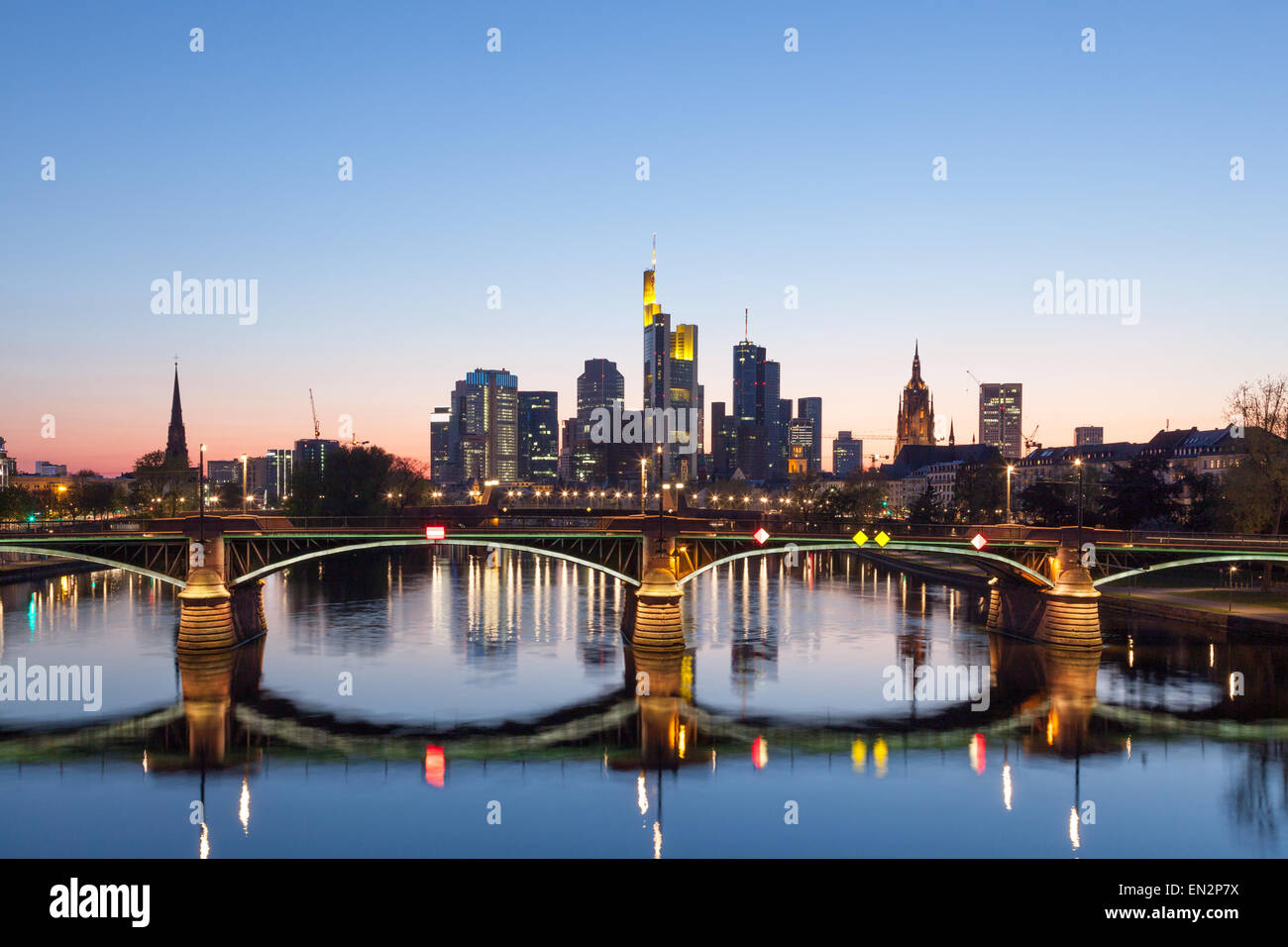 Frankfurt Main skyline at night, Germany Stock Photo - Alamy